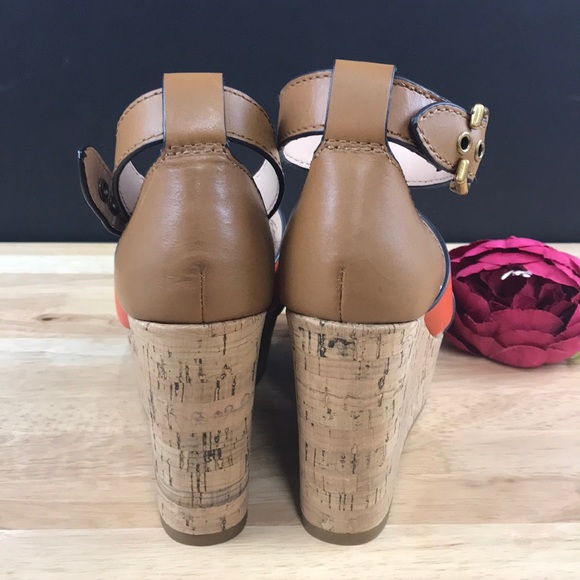 Coach Geranium/Light Saddle Leather Wedge Sandal 5.5 - Picture 5 of 8